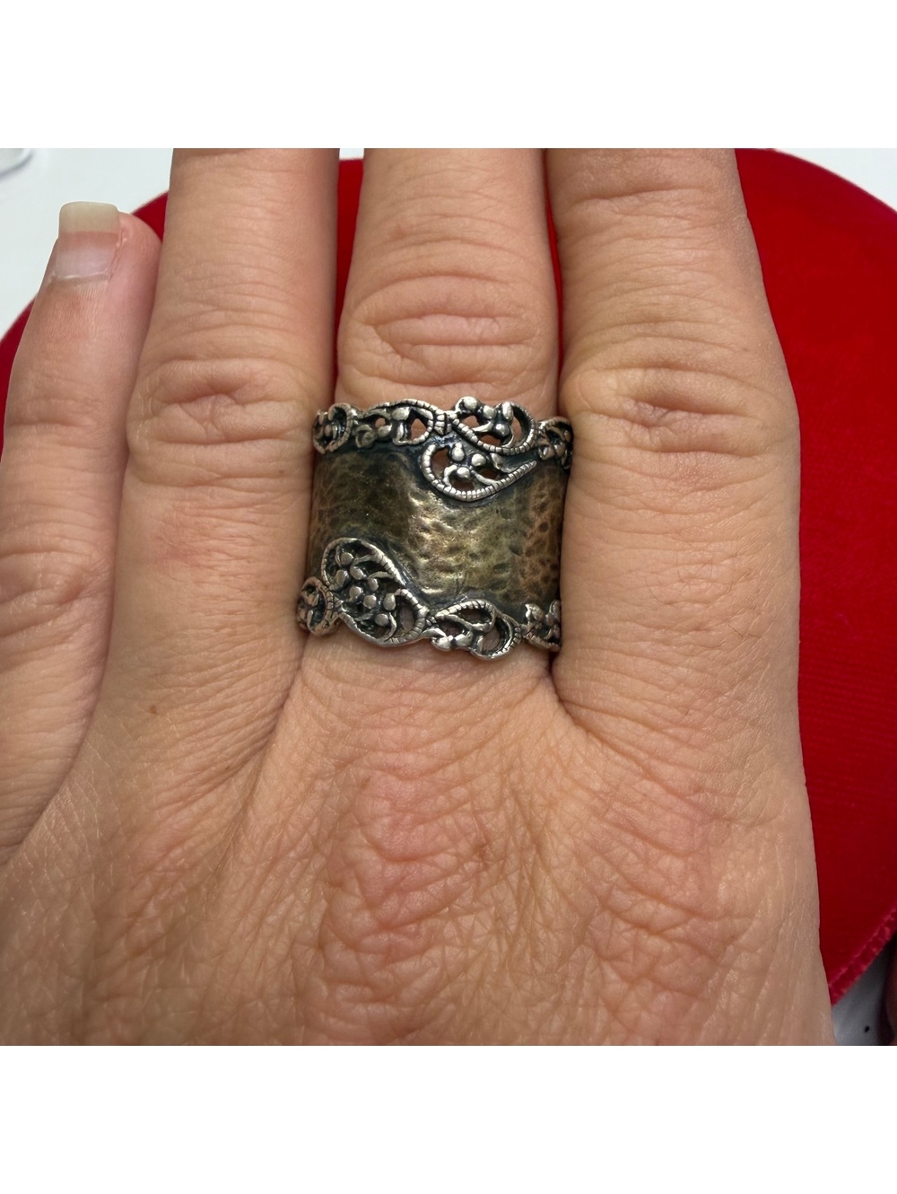Sterling silver cigar band with filigree design vintage Israel